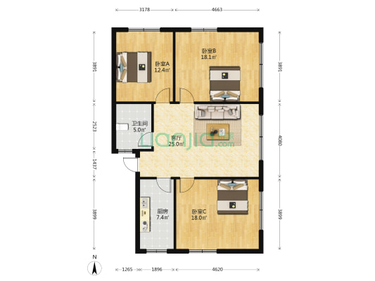 文化路428号 3室1厅1卫 108平方