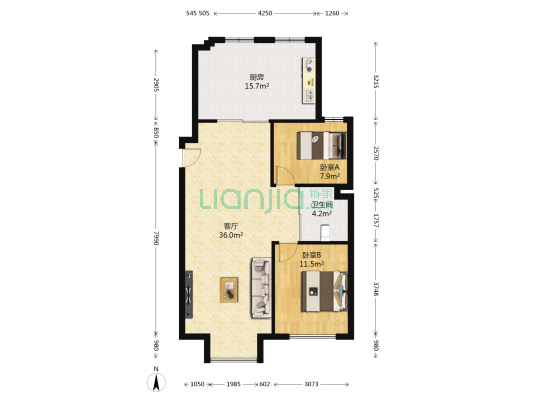 恒盛美景家园 2室1厅1卫 96平方
