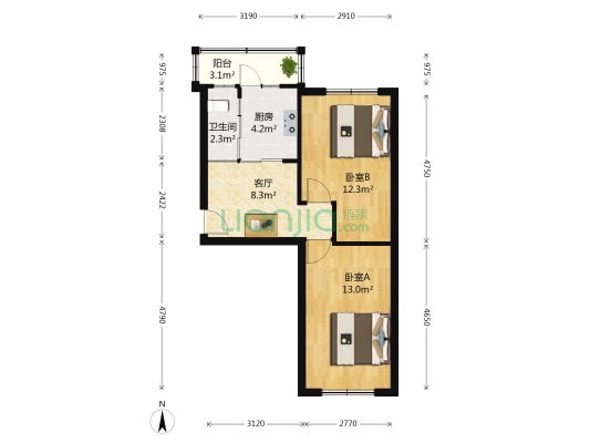东祥小区 2室1厅1卫 55平方