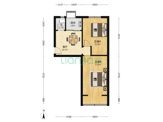兰州市电务段家属楼 2室1厅1卫 50平方