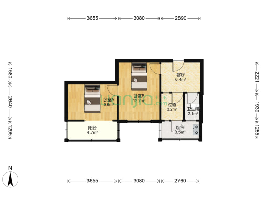 省建六公司宿舍 2室1厅1卫 46平方