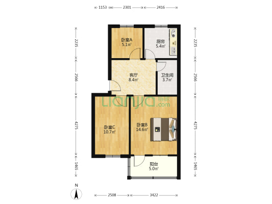 木浪路161号 3室1厅1卫 63平方