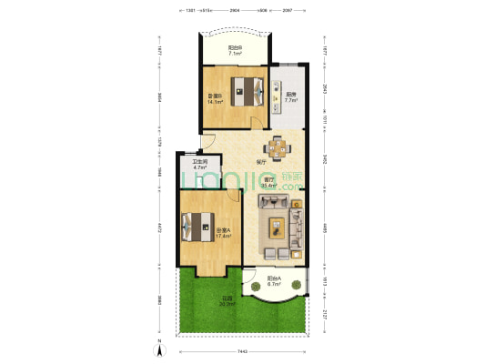江南文枢苑 2室1厅1卫 101平方