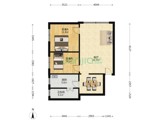 惠南小区 2室1厅1卫 74平方