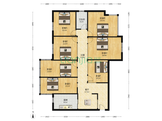 星海公寓 7室1厅1卫 175平方