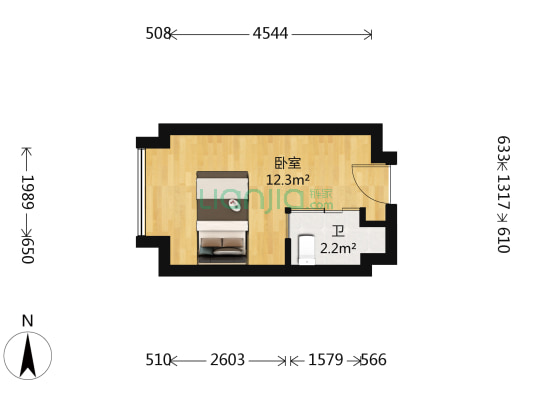 首创惠公寓 1室0厅1卫 26平方