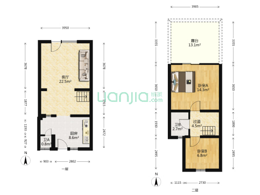 潮蓉碧水青城(青云路) 2室1厅2卫 89平方