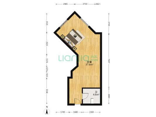 锦绣中环 1室0厅1卫 68平方
