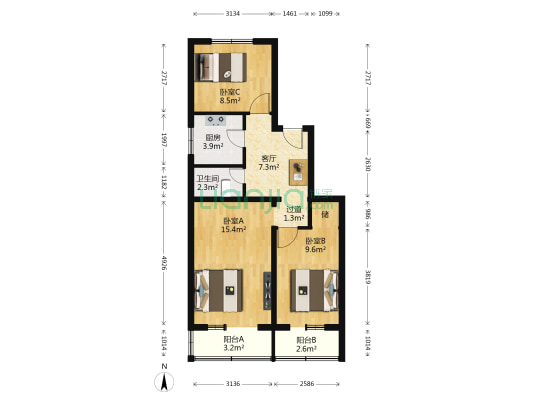 小黄庄二区 3室1厅1卫 74平方