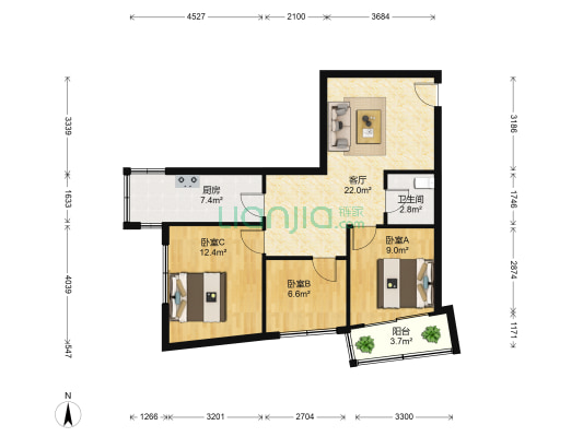 新安庆里 3室1厅1卫 78平方