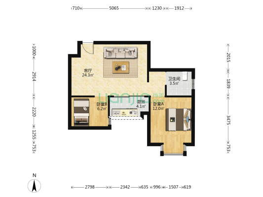 大地碧海龙庭 2室1厅1卫 62平方