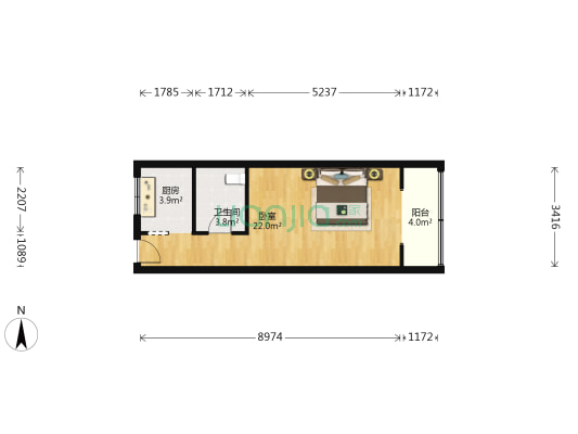华南商业大厦 1室0厅1卫 53平方