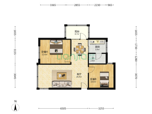 上排九区 2室1厅1卫 71平方