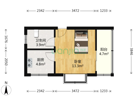 碧水家园 1室0厅1卫 30平方