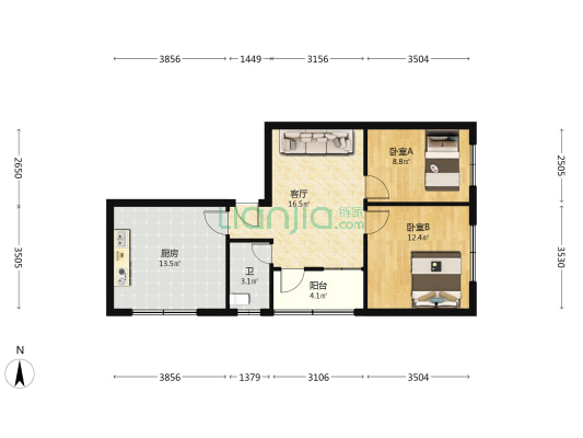 侨裕楼 2室1厅1卫 82平方