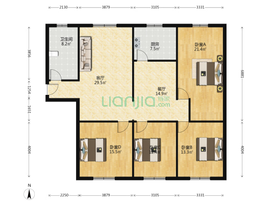 金碧苑小区 4室2厅1卫 170平方