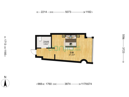 原鼎国际广场 1室0厅1卫 46平方