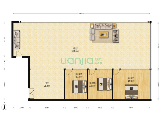 富力中心 3室1厅0卫 245平方