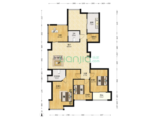 东方明珠城 4室1厅2卫 151平方