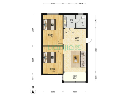 胜利八巷 2室1厅1卫 75平方