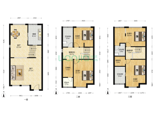 金枫豪苑 4室2厅3卫 215平方