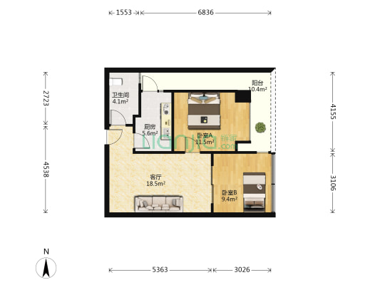 靖湖湾 2室1厅1卫 55平方