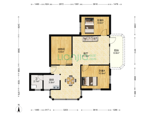 瑞贤楼 2室1厅1卫 85平方