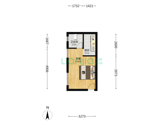 万科金域学府公寓 1室0厅1卫 35平方