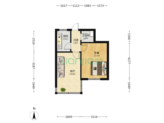 胜利街一号院 1室1厅1卫 42平方