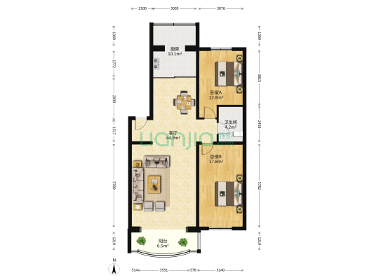 金山小区 2室1厅1卫 123平方