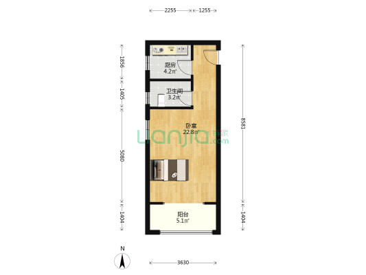 龙湖御府 1室0厅1卫 49平方