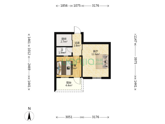 胜利东路 1室1厅1卫 39平方