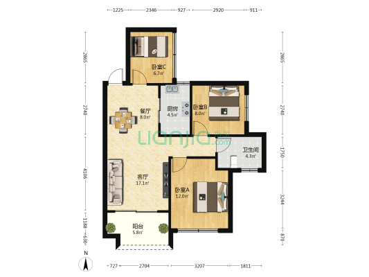清平乐·西郡 3室2厅1卫 81平方