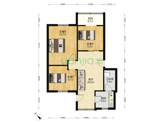 光明巷12号 3室1厅1卫 78平方