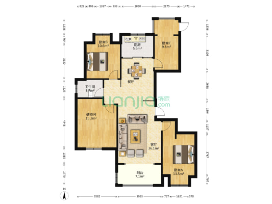 御翠苑 3室1厅1卫 141平方