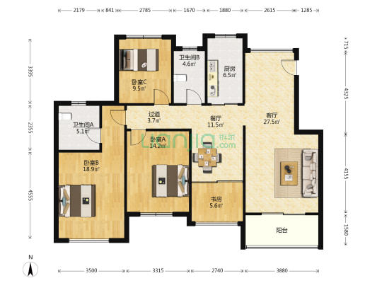 沁香园 4室2厅2卫 130平方