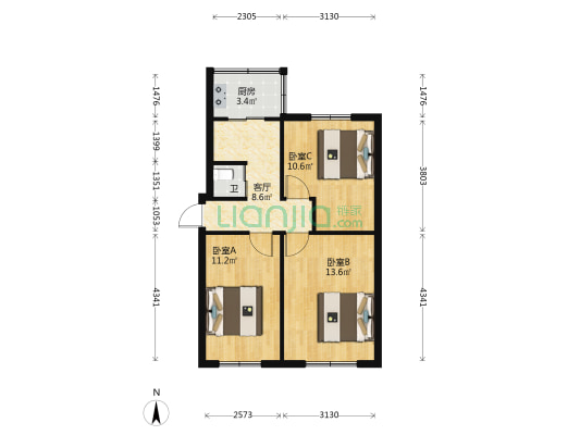 五中小区南区 3室1厅1卫 59平方