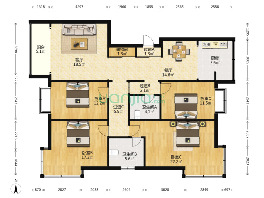 精营西二道街6号 4室2厅2卫 170平方
