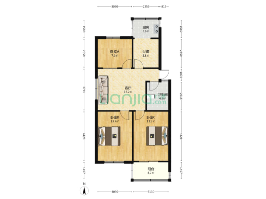 沁河北岸26号教育学院家属院 3室1厅1卫 78平方