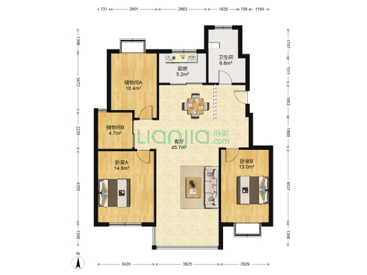 新南社區 2室1厅1卫 120平方