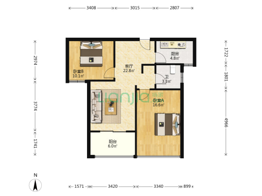 立新漾滨春天 2室1厅1卫 79平方