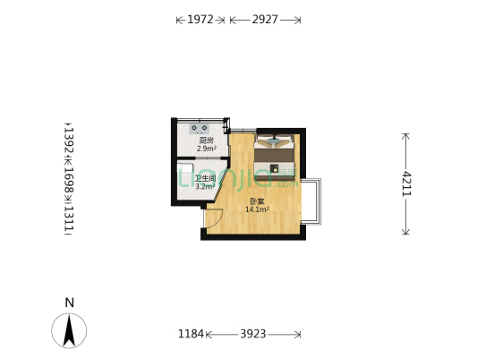 青和上座 1室0厅1卫 34平方