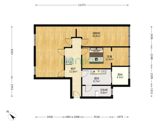 梓潼街44号 1室1厅1卫 117平方