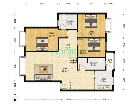 富豪佳苑二期 3室1厅2卫 133平方