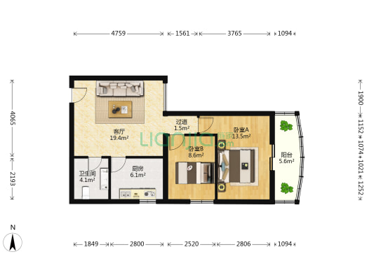 凌云居 2室1厅1卫 76平方