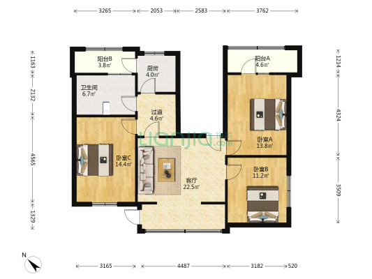 香狮路220号 3室1厅1卫 100平方