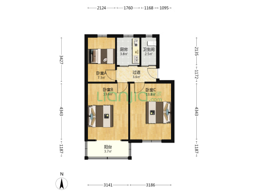 中牌楼东95号 3室0厅1卫 61平方