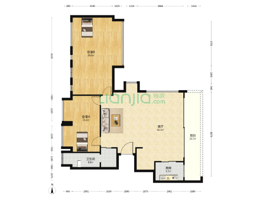 金科博翠未来B区 2室1厅1卫 163平方