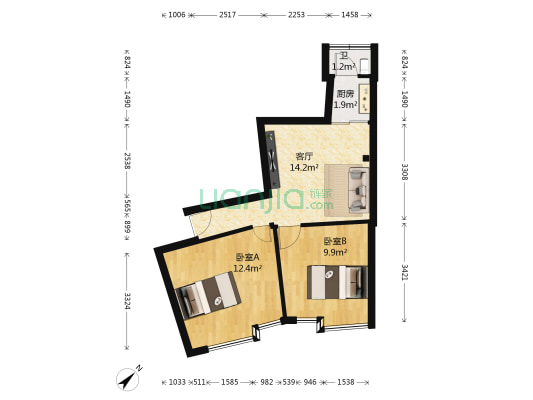 赛龙豪轩 2室1厅1卫 49平方
