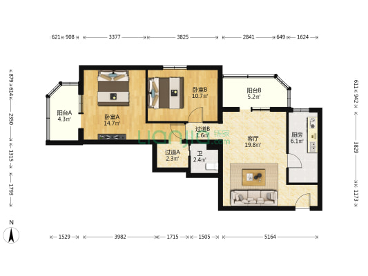 吉庆里东区 2室1厅1卫 94平方